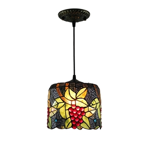 8inch European Pastoral Retro Style Pendant Light Grape Pattern Glass Shade Bedroom Living Room Kitchen Light