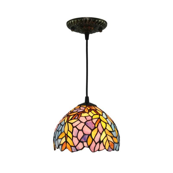 8inch European Pastoral Retro Style Pendant Light Colorful Leaf Pattern Glass Shade Bedroom Living Room Kitchen Light - Image 7