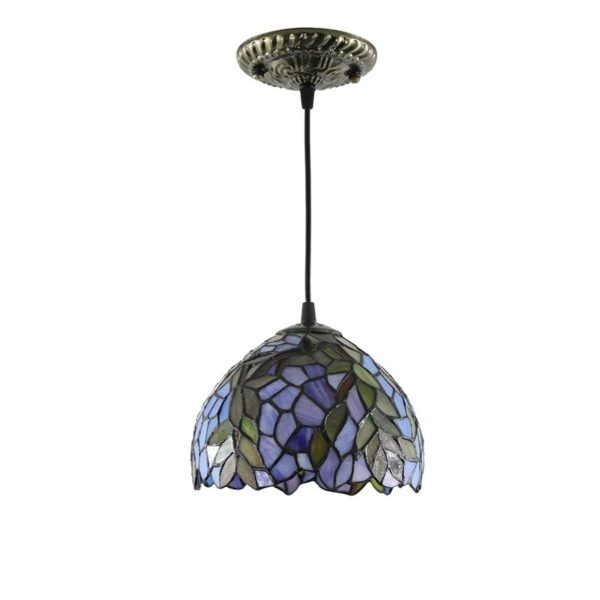8inch European Pastoral Retro Style Pendant Light Colorful Leaf Pattern Glass Shade Bedroom Living Room Kitchen Light - Image 8