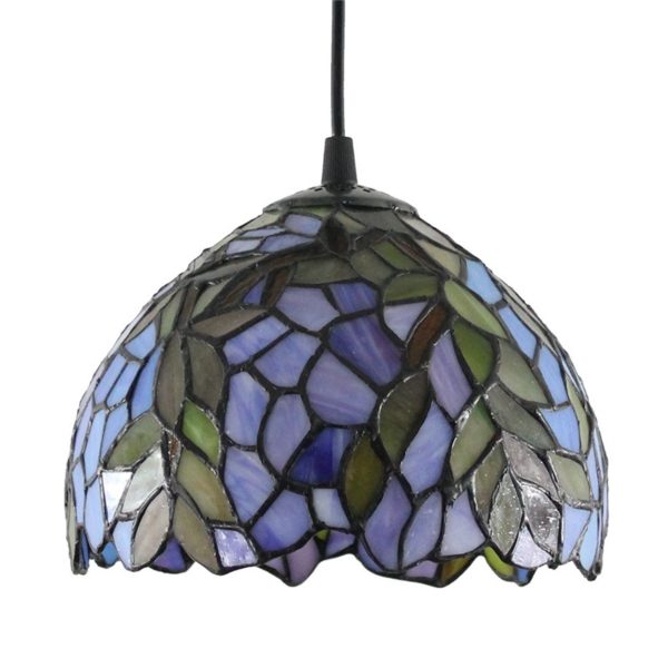 8inch European Pastoral Retro Style Pendant Light Colorful Leaf Pattern Glass Shade Bedroom Living Room Kitchen Light - Image 9