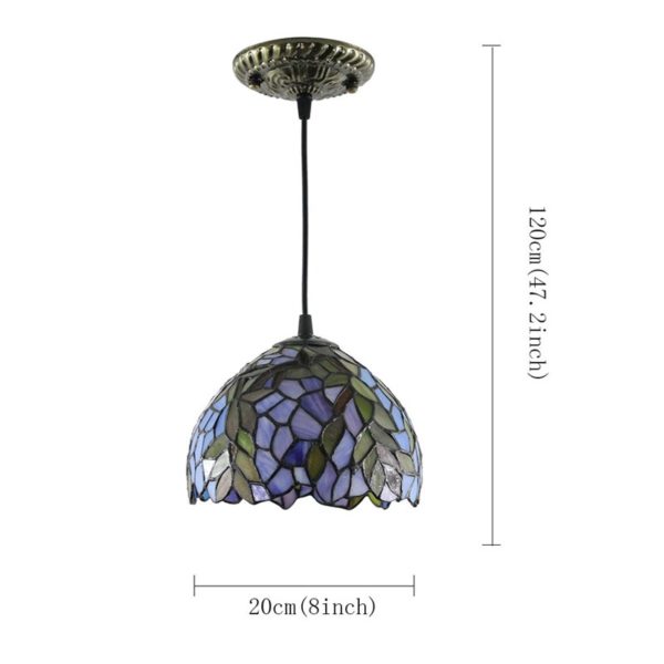 8inch European Pastoral Retro Style Pendant Light Colorful Leaf Pattern Glass Shade Bedroom Living Room Kitchen Light - Image 2