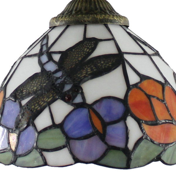 8inch European Pastoral Retro Style Pendant Light Dragonfly Gathering Flowers Pattern Glass Shade Bedroom Living Room Kitchen Light - Image 4