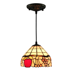 8inch European Pastoral Retro Style Pendant Light Fruit Pattern Glass Shade Bedroom Living Room Kitchen Light
