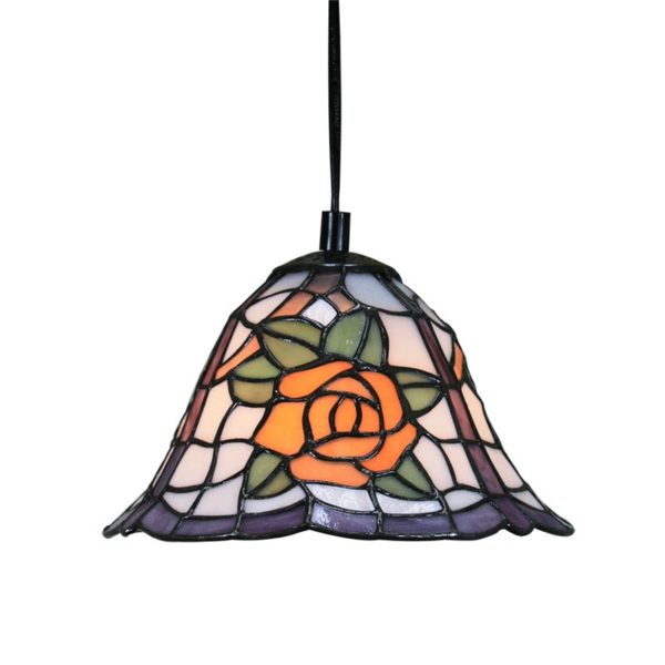 8inch European Pastoral Retro Style Pendant Light Yellow Rose Pattern Glass Shade Bedroom Living Room Kitchen Light - Image 7