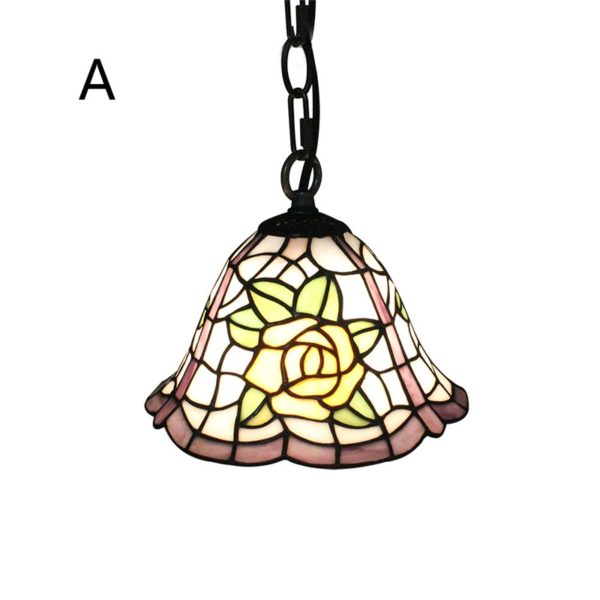 8inch European Pastoral Retro Style Pendant Light Yellow Rose Pattern Glass Shade Bedroom Living Room Kitchen Light - Image 8