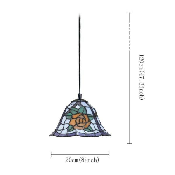 8inch European Pastoral Retro Style Pendant Light Yellow Rose Pattern Glass Shade Bedroom Living Room Kitchen Light - Image 2
