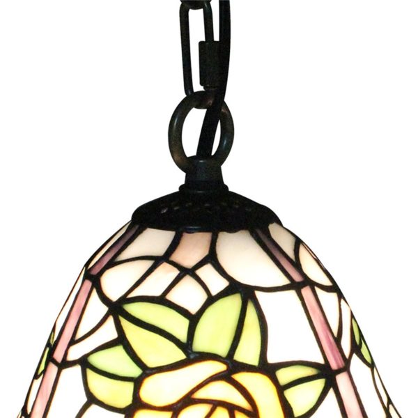8inch European Pastoral Retro Style Pendant Light Yellow Rose Pattern Glass Shade Bedroom Living Room Kitchen Light - Image 4