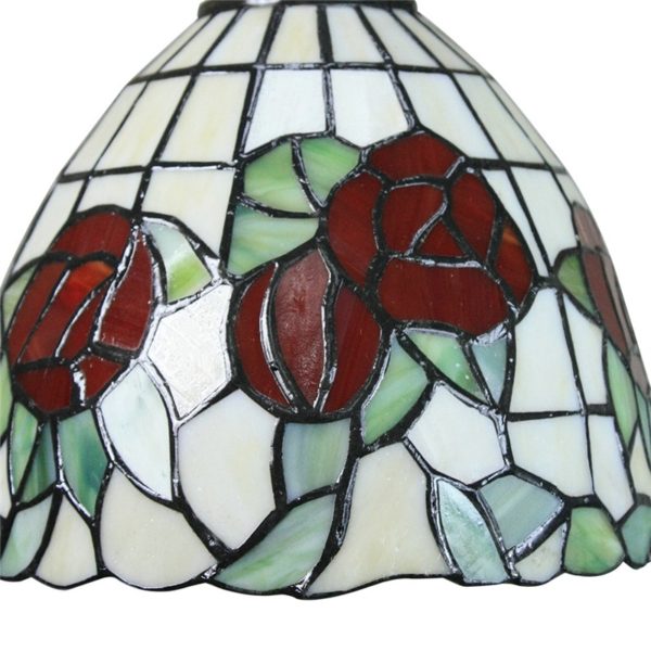 8inch European Pastoral Retro Style Pendant Light Red Rose Pattern Glass Shade Bedroom Living Room Kitchen Light - Image 5