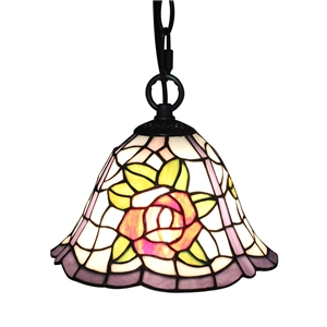 8inch European Pastoral Retro Style Pendant Light Rose Pattern Glass Shade Bedroom Living Room Kitchen Light