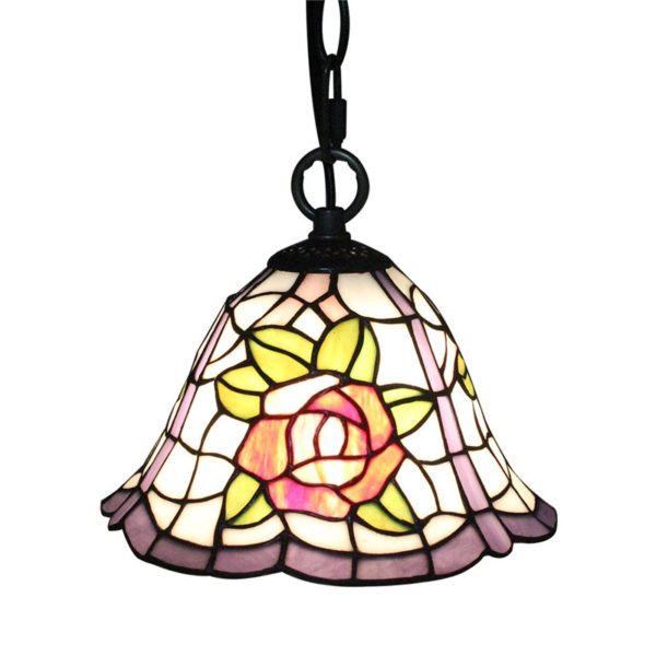 8inch European Pastoral Retro Style Pendant Light Rose Pattern Glass Shade Bedroom Living Room Kitchen Light - Image 7