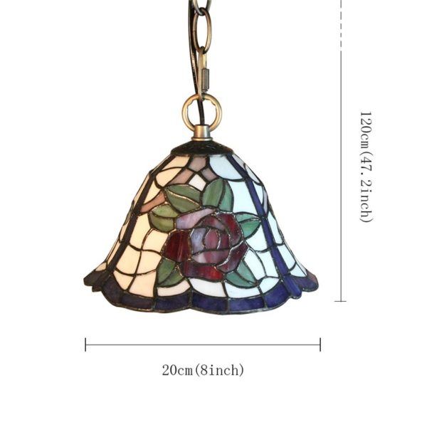 8inch European Pastoral Retro Style Pendant Light Rose Pattern Glass Shade Bedroom Living Room Kitchen Light - Image 2