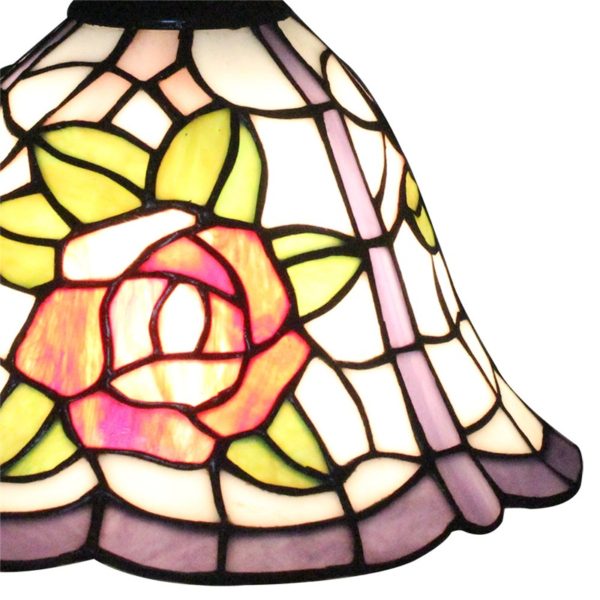 8inch European Pastoral Retro Style Pendant Light Rose Pattern Glass Shade Bedroom Living Room Kitchen Light - Image 5