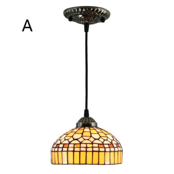 8inch European Pastoral Retro Style Pendant Light Colorful Pattern Glass Shade Bedroom Living Room Kitchen Light - Image 8