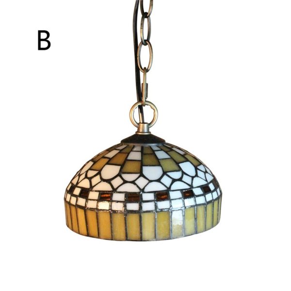 8inch European Pastoral Retro Style Pendant Light Colorful Pattern Glass Shade Bedroom Living Room Kitchen Light - Image 9
