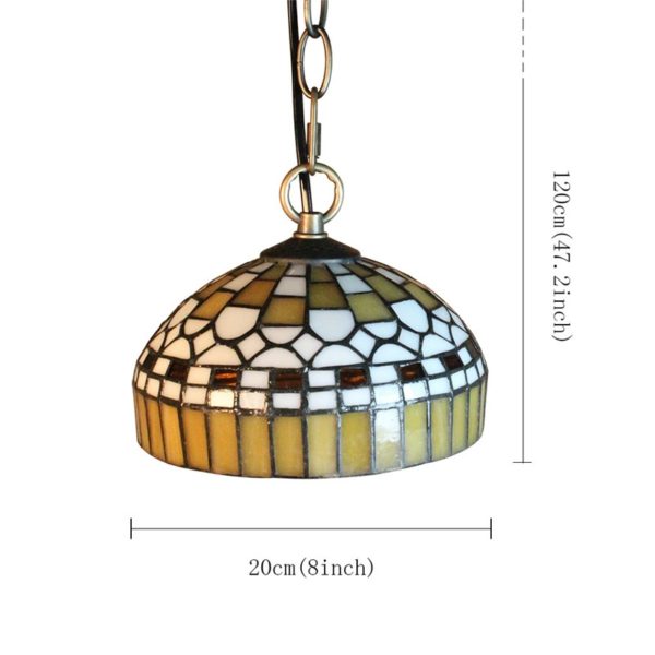8inch European Pastoral Retro Style Pendant Light Colorful Pattern Glass Shade Bedroom Living Room Kitchen Light - Image 2