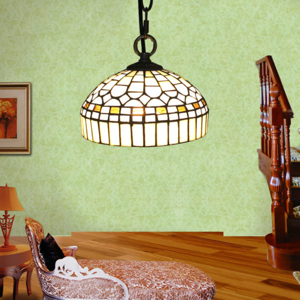 8inch European Pastoral Retro Style Pendant Light Colorful Pattern Glass Shade Bedroom Living Room Kitchen Light - Image 6