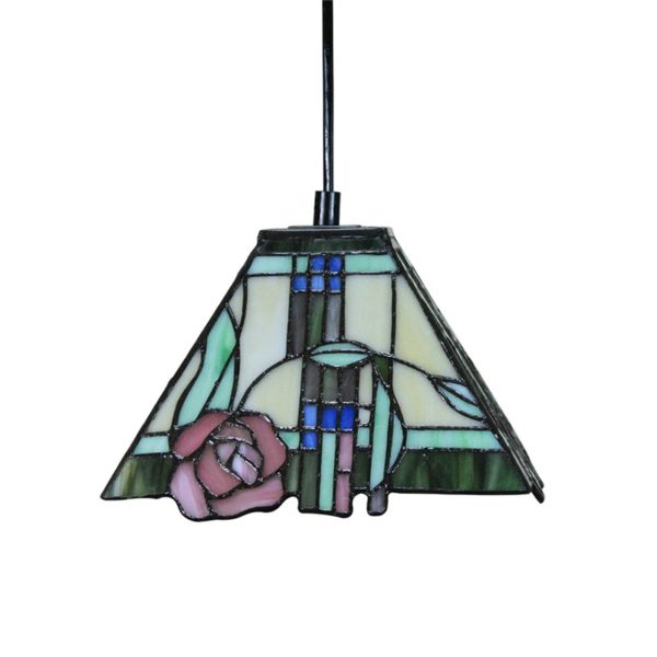 10 inch European Pastoral Retro Style Pendant Light Pink Rose Pattern Glass Shade Bedroom Living Room Kitchen Light - Image 8
