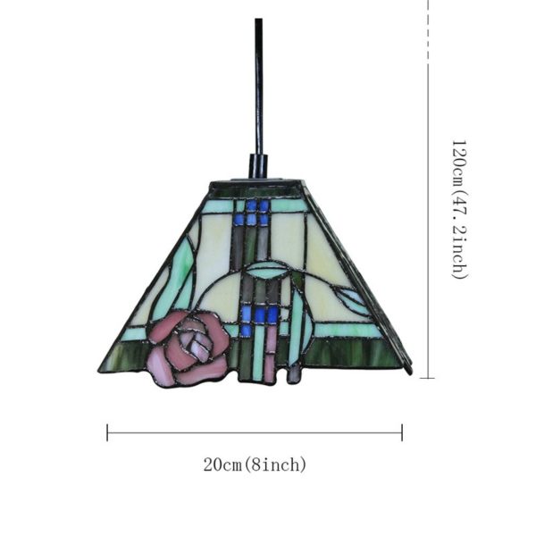 10 inch European Pastoral Retro Style Pendant Light Pink Rose Pattern Glass Shade Bedroom Living Room Kitchen Light - Image 2