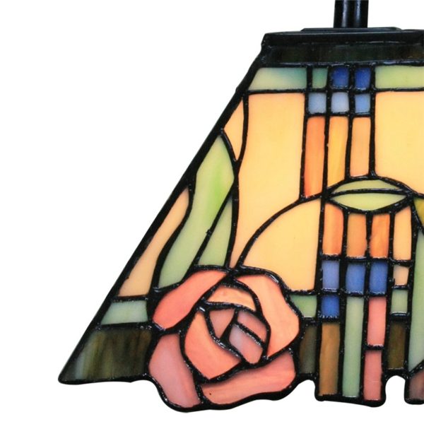 10 inch European Pastoral Retro Style Pendant Light Pink Rose Pattern Glass Shade Bedroom Living Room Kitchen Light - Image 3