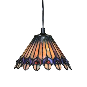 8inch European Pastoral Retro Style Pendant Light Pteris Feather Pattern Glass Shade Bedroom Living Room Kitchen Light