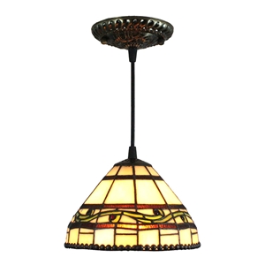 8inch European Pastoral Retro Style Pendant Light Colorful Pattern Glass Shade Bedroom Living Room Kitchen Light