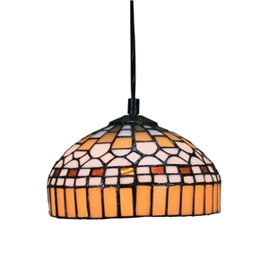 8inch European Pastoral Retro Style Pendant Light Colorful Pattern Glass Shade Bedroom Living Room Kitchen Light