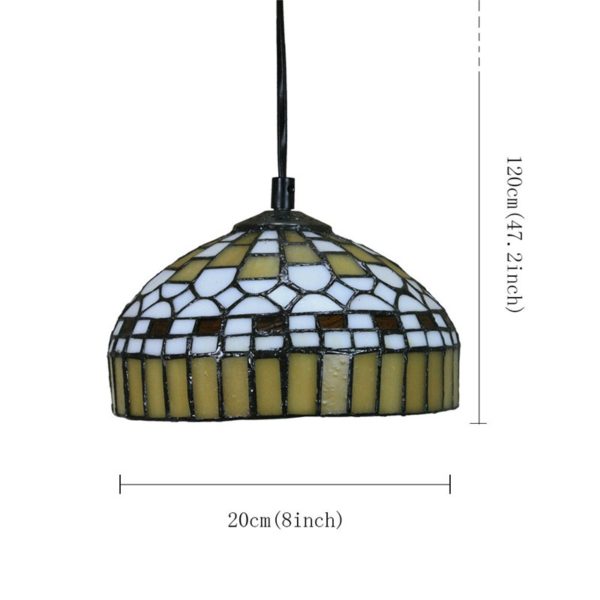 8inch European Pastoral Retro Style Pendant Light Colorful Pattern Glass Shade Bedroom Living Room Kitchen Light - Image 2