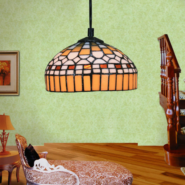 8inch European Pastoral Retro Style Pendant Light Colorful Pattern Glass Shade Bedroom Living Room Kitchen Light - Image 6