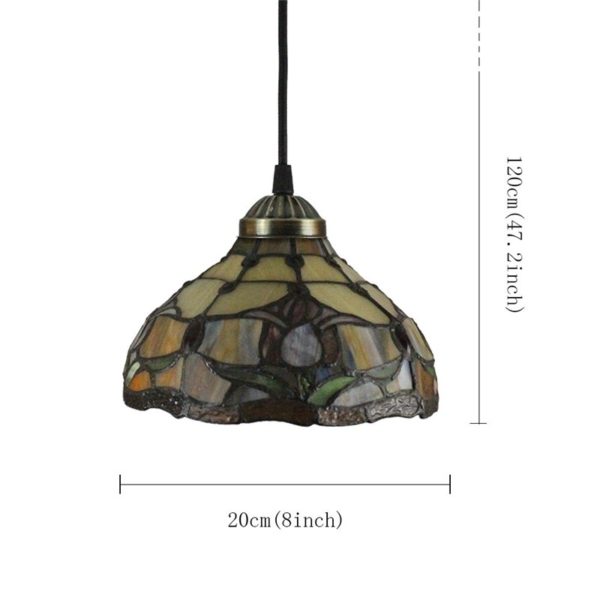 8inch European Pastoral Retro Style Pendant Light Colorful Flowers Pattern Glass Shade Bedroom Living Room Kitchen Light - Image 2