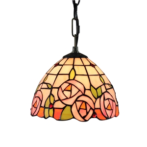 8inch European Pastoral Retro Style Pendant Light Colorful Flowers Pattern Glass Shade Bedroom Living Room Kitchen Light