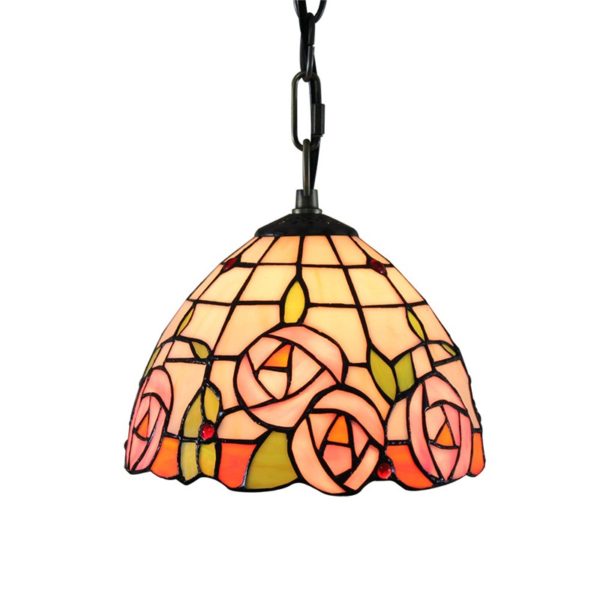 8inch European Pastoral Retro Style Pendant Light Colorful Flowers Pattern Glass Shade Bedroom Living Room Kitchen Light - Image 7