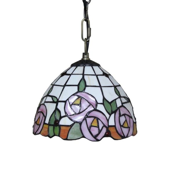 8inch European Pastoral Retro Style Pendant Light Colorful Flowers Pattern Glass Shade Bedroom Living Room Kitchen Light - Image 8