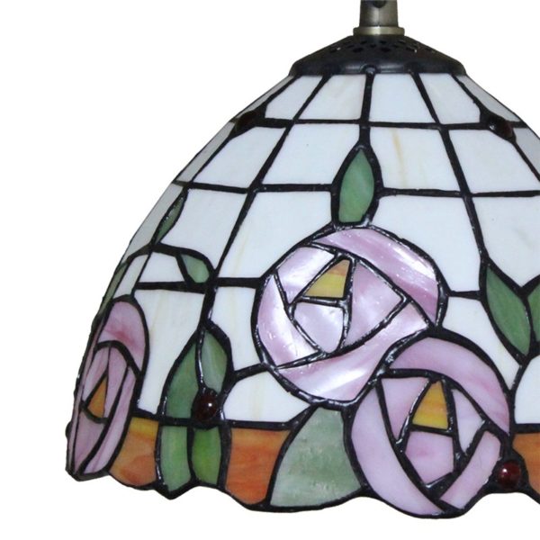 8inch European Pastoral Retro Style Pendant Light Colorful Flowers Pattern Glass Shade Bedroom Living Room Kitchen Light - Image 9