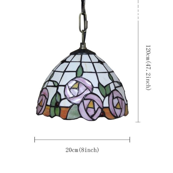 8inch European Pastoral Retro Style Pendant Light Colorful Flowers Pattern Glass Shade Bedroom Living Room Kitchen Light - Image 2