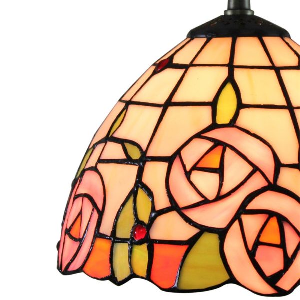 8inch European Pastoral Retro Style Pendant Light Colorful Flowers Pattern Glass Shade Bedroom Living Room Kitchen Light - Image 3