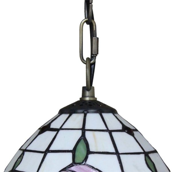 8inch European Pastoral Retro Style Pendant Light Colorful Flowers Pattern Glass Shade Bedroom Living Room Kitchen Light - Image 4