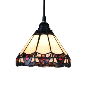8inch European Pastoral Retro Style Pendant Light Colorful Pattern Glass Shade Bedroom Living Room Kitchen Light