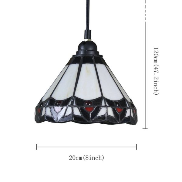 8inch European Pastoral Retro Style Pendant Light Colorful Pattern Glass Shade Bedroom Living Room Kitchen Light - Image 2