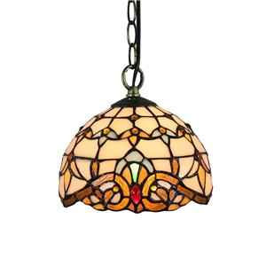 8inch European Pastoral Retro Style Pendant Light Colorful Pattern Glass Shade Bedroom Living Room Kitchen Light