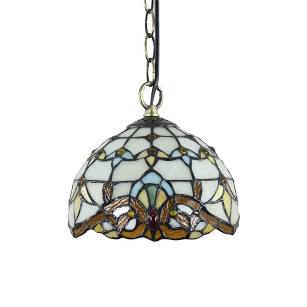 8inch European Pastoral Retro Style Pendant Light Colorful Pattern Glass Shade Bedroom Living Room Kitchen Light - Image 8