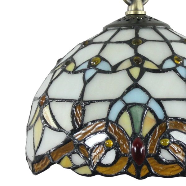 8inch European Pastoral Retro Style Pendant Light Colorful Pattern Glass Shade Bedroom Living Room Kitchen Light - Image 9