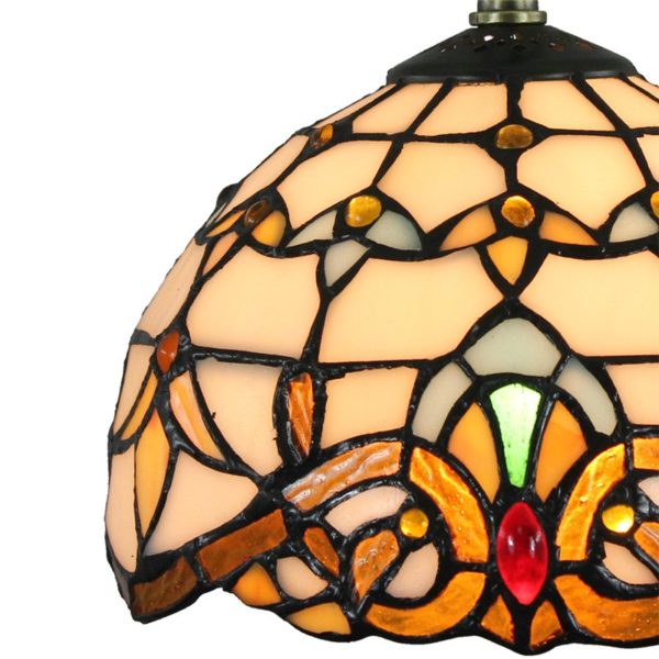 8inch European Pastoral Retro Style Pendant Light Colorful Pattern Glass Shade Bedroom Living Room Kitchen Light - Image 3