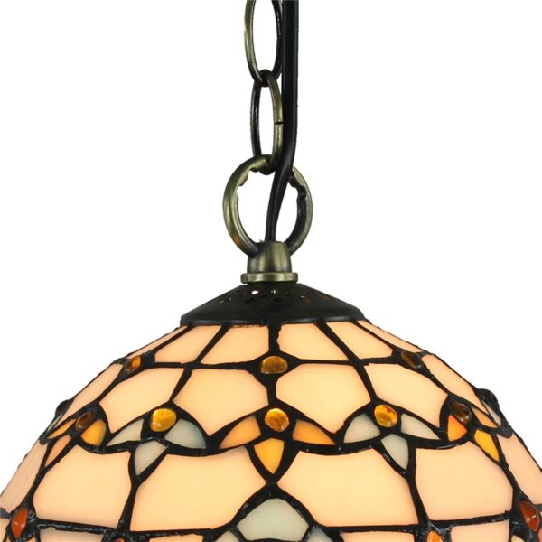 8inch European Pastoral Retro Style Pendant Light Colorful Pattern Glass Shade Bedroom Living Room Kitchen Light - Image 4