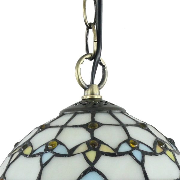 8inch European Pastoral Retro Style Pendant Light Colorful Pattern Glass Shade Bedroom Living Room Kitchen Light - Image 5