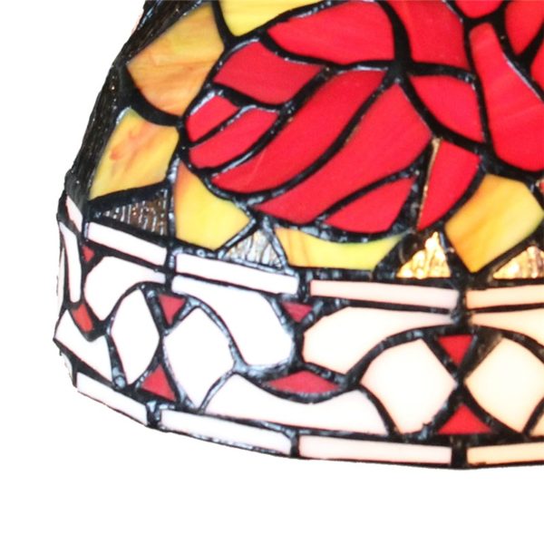 8inch European Pastoral Retro Style Pendant Light Red Flower Pattern Glass Shade Bedroom Living Room Kitchen Light - Image 4