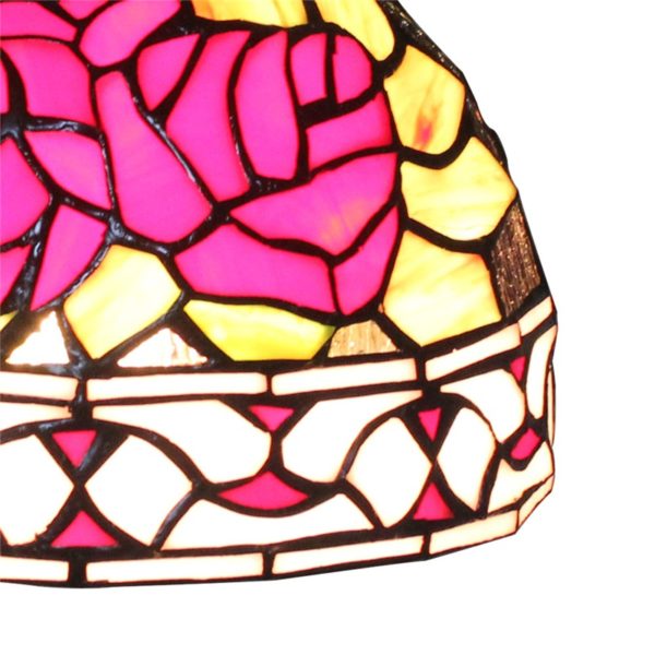 8inch European Pastoral Retro Style Pendant Light Red Flower Pattern Glass Shade Bedroom Living Room Kitchen Light - Image 5