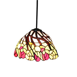 8inch European Pastoral Retro Style Pendant Light Colorful Flowers Pattern Glass Shade Bedroom Living Room Kitchen Light