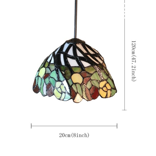 8inch European Pastoral Retro Style Pendant Light Colorful Flowers Pattern Glass Shade Bedroom Living Room Kitchen Light - Image 2
