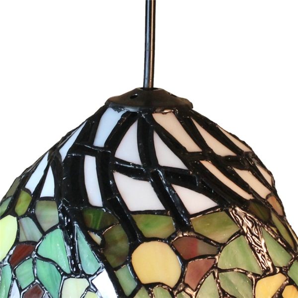 8inch European Pastoral Retro Style Pendant Light Colorful Flowers Pattern Glass Shade Bedroom Living Room Kitchen Light - Image 4
