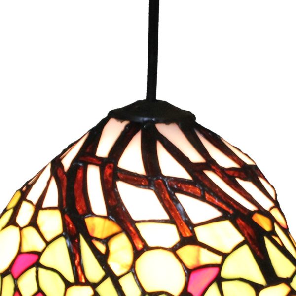 8inch European Pastoral Retro Style Pendant Light Colorful Flowers Pattern Glass Shade Bedroom Living Room Kitchen Light - Image 5